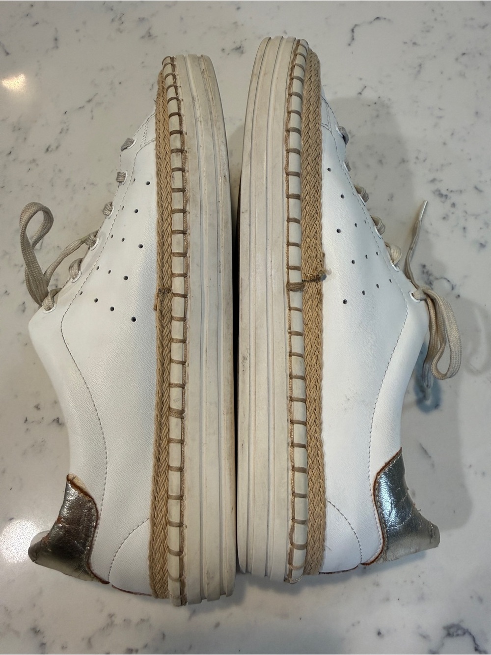 Sam Edelman Women's Kavi White Leather Espadrille Sneaker Shoes - Size 9